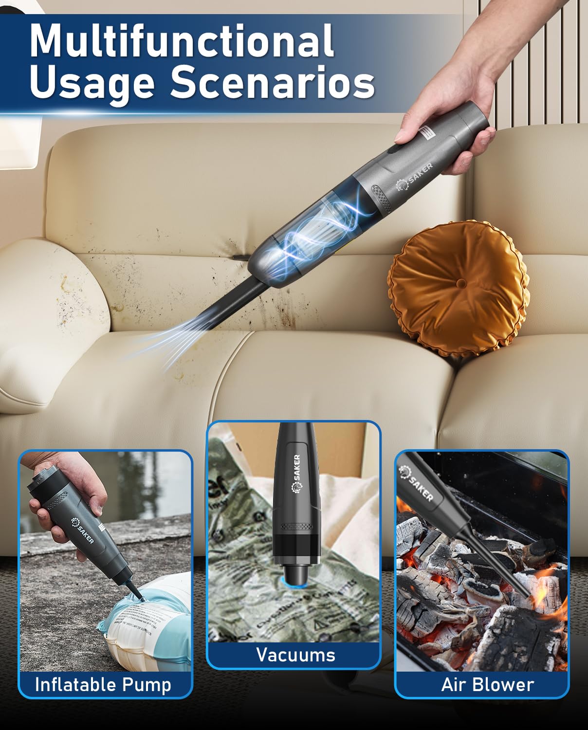 HL109 Cordless Handheld Car Vacuum Cleaner - Portable & Powerful for Home, Car, Pet Hair, Office Use | Perfect for Christmas Gifts & Daily Cleaning