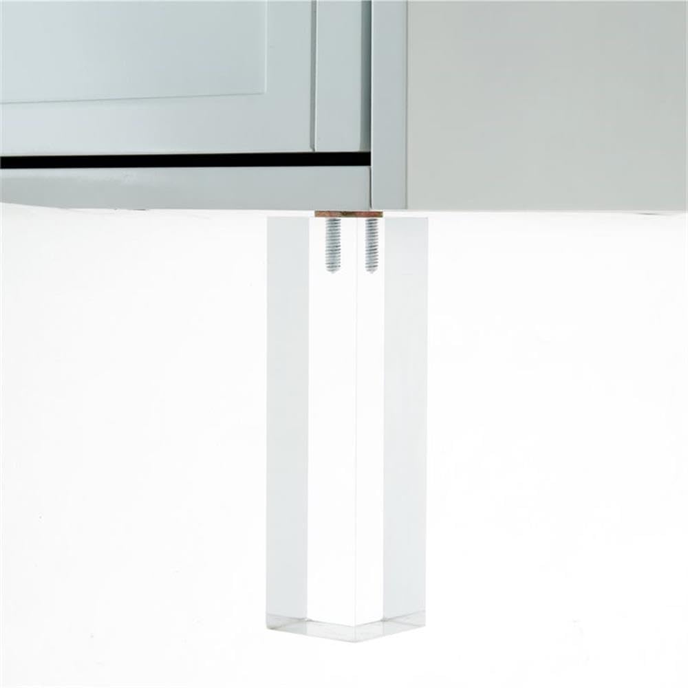White Melanie 2-Drawer Nightstand with Clear Lucite Legs - Modern Bedside Table for Bedroom, Living Room & Guest Room