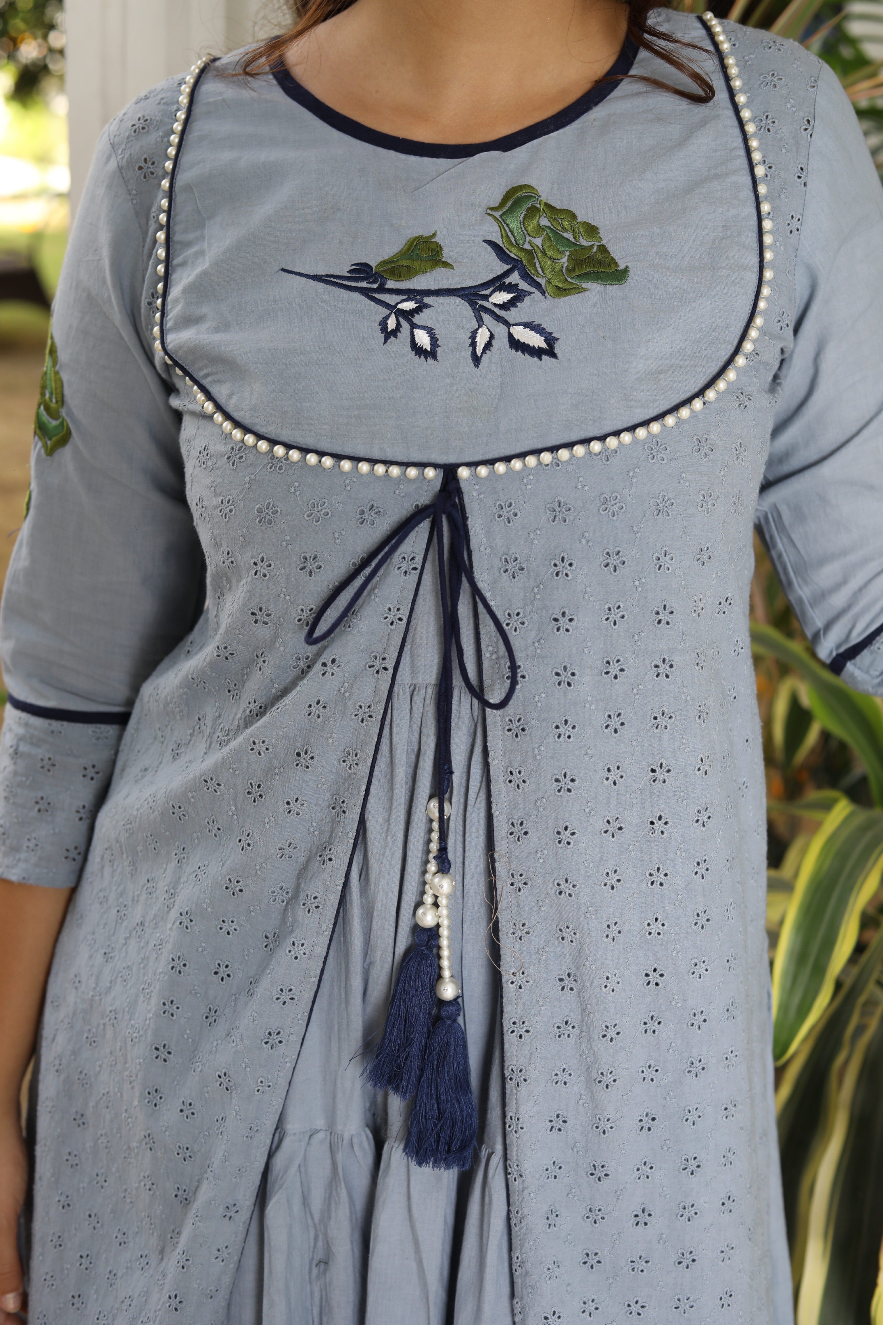 Elegant Chikankari Embroidered Grey Dress for Women | Traditional Indian Kurti | Perfect for Festivals, Parties & Casual Wear