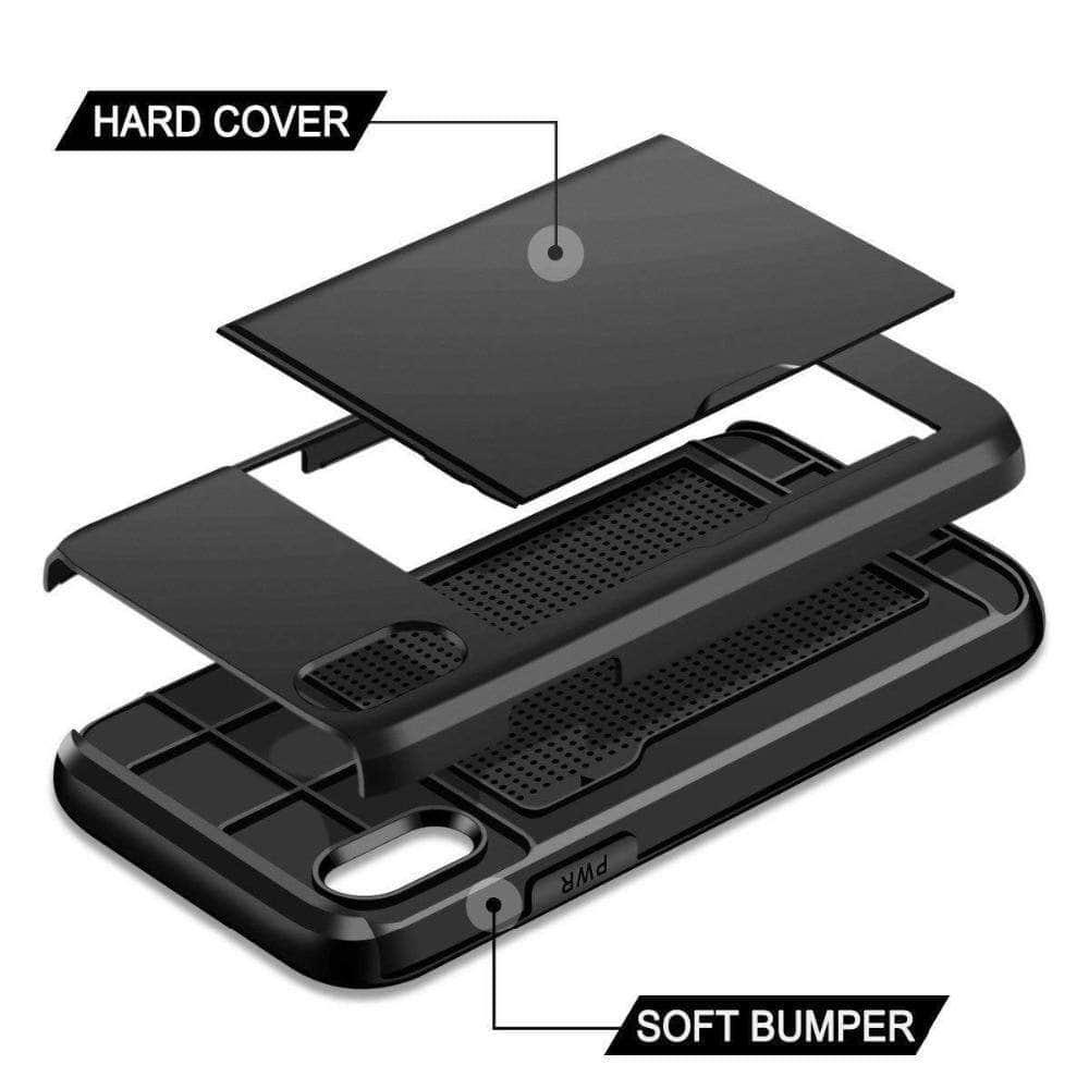 Armor Slide Card Case for iPhone 13 - Slim Protective Cover with Built-in Wallet Slot | Perfect for Everyday Use, Travel & Contactless Payments