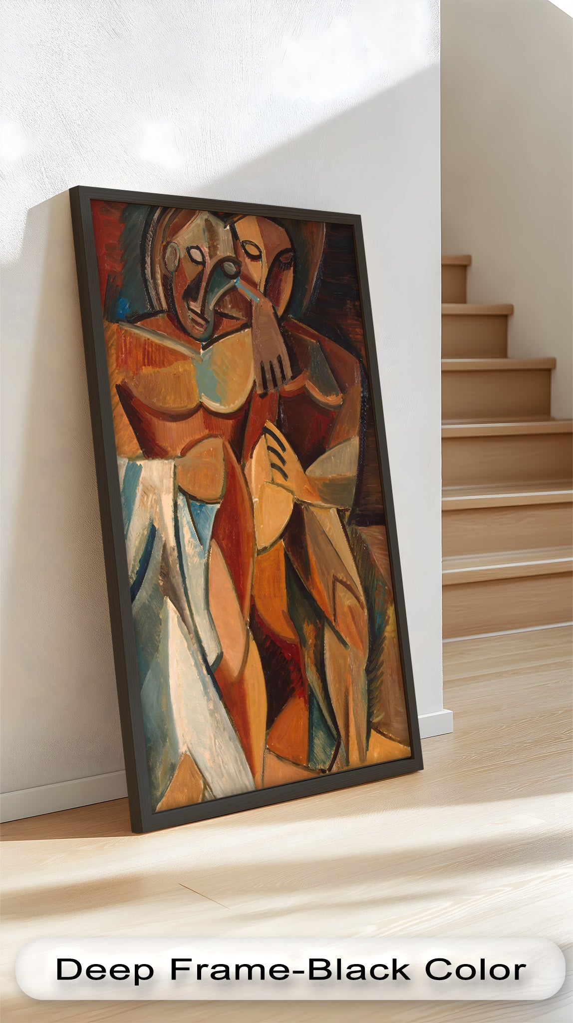 Abstract Earth Tone Picasso Oil Painting - Modern Art Wall Decor for Living Room, Office & Bedroom