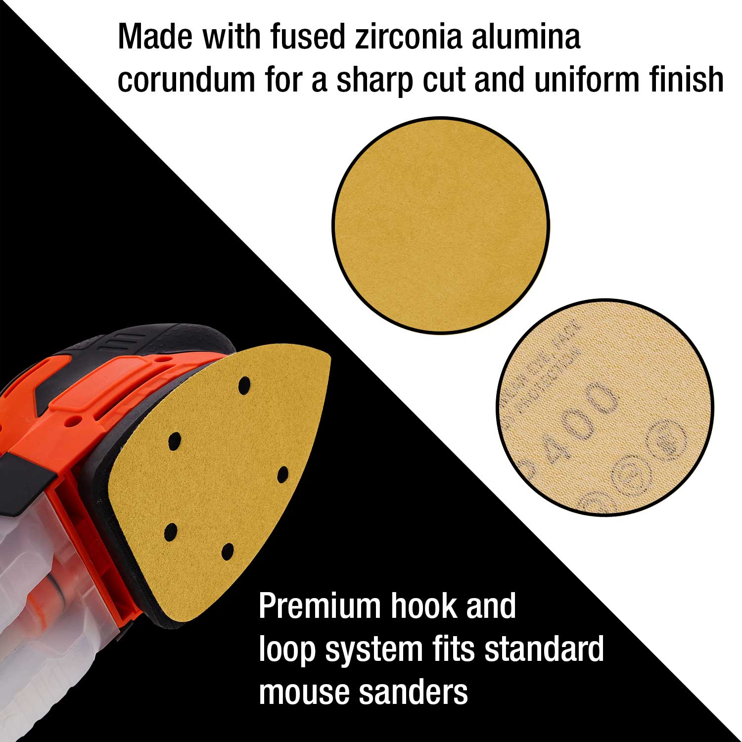 400 Grit 5 Hole Hook & Loop Sanding Discs for Mouse Sanders - 24 Pack | Perfect for Woodworking, Metal Polishing & DIY Projects