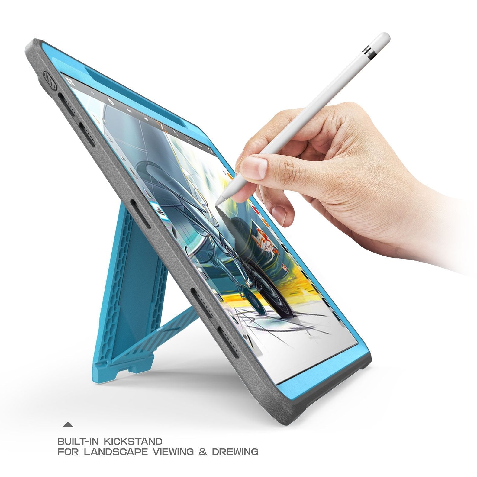 Apple iPad Pro 12.9 Inch 2018 Model Protective Case | Unicorn Beetle Pro Full Body Cover with Apple Pencil Holder | Shockproof & Scratch Resistant | Open Box Blue | Perfect for Work, Travel & School Use