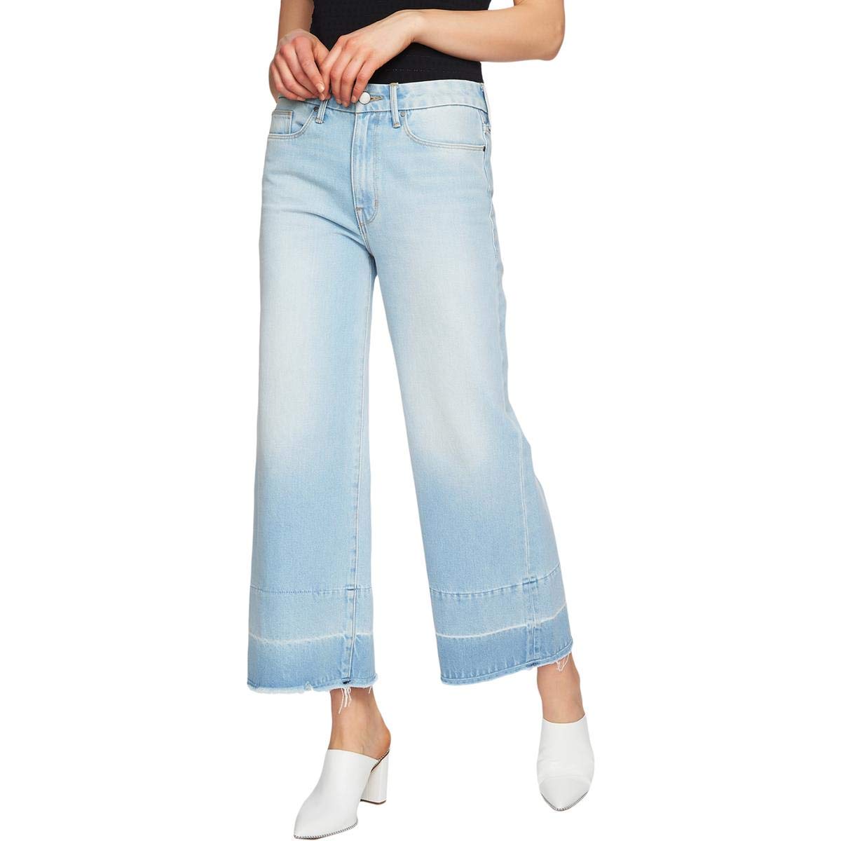 **STATE Women's Corsica Wash Five-Pocket Wide Leg Jeans with Released Hem - Comfortable & Stylish for Casual Wear, Office, and Weekend Outings**