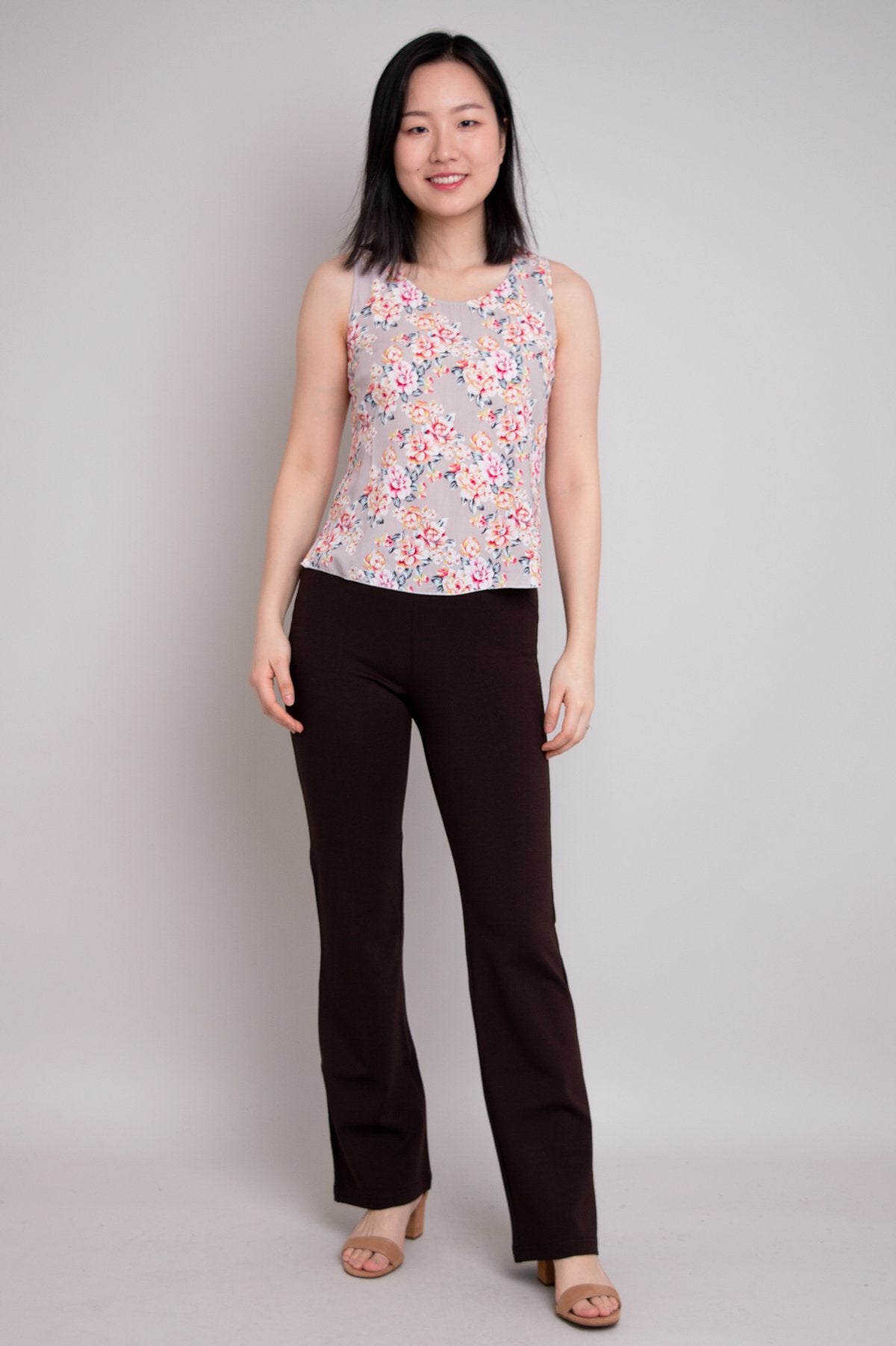 Dee Tank Top for Women - Grey with Red Roses Print - Soft & Comfortable Cotton Blend - Perfect for Casual Wear, Summer Outfits & Layering