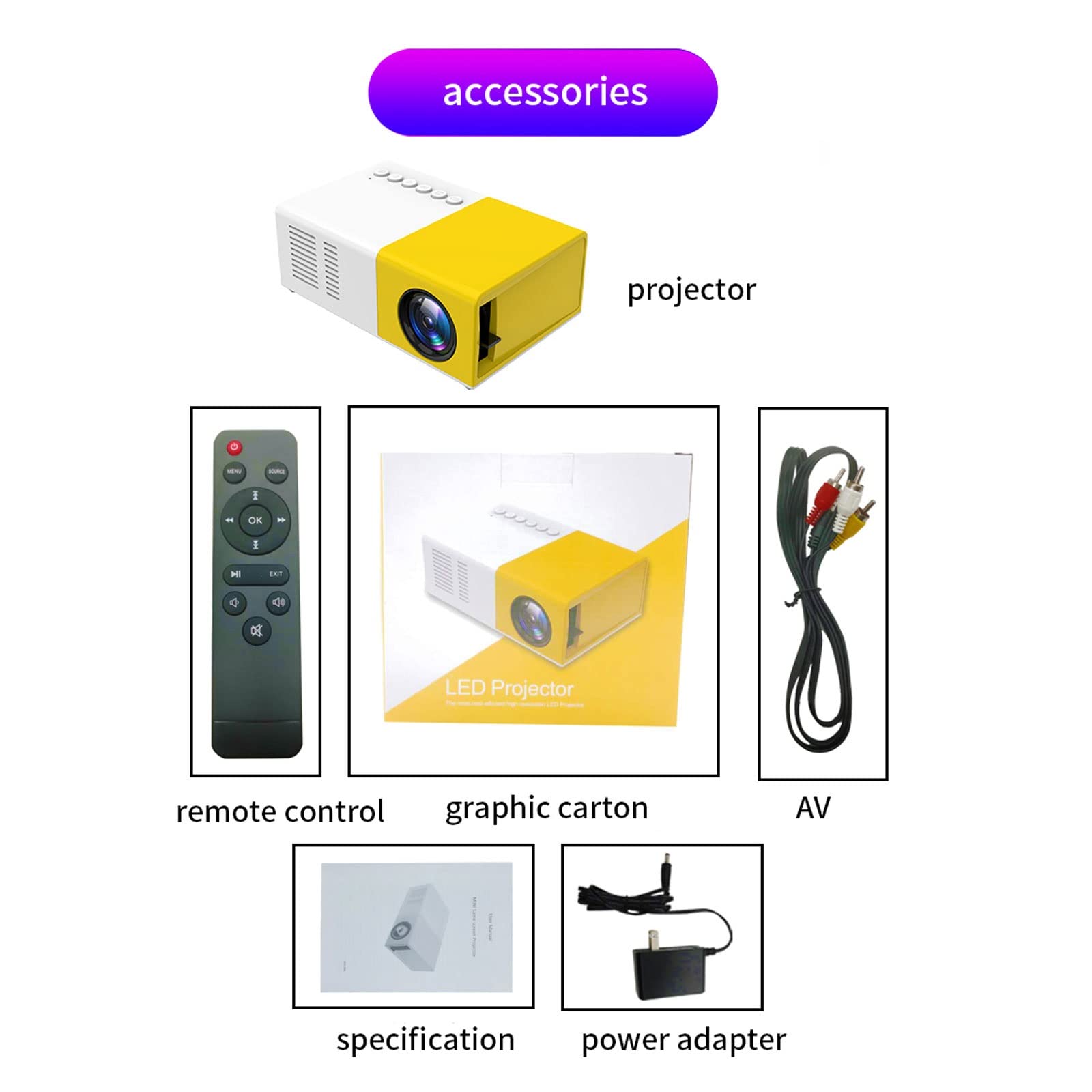 Portable LED Mini Projector - 480x360 Pixels, Supports 1080P HDMI & USB, Home Theater & Outdoor Movie Night, with Tripod & US Plug (Blue) - Ideal for Home Entertainment, Camping, and Presentations