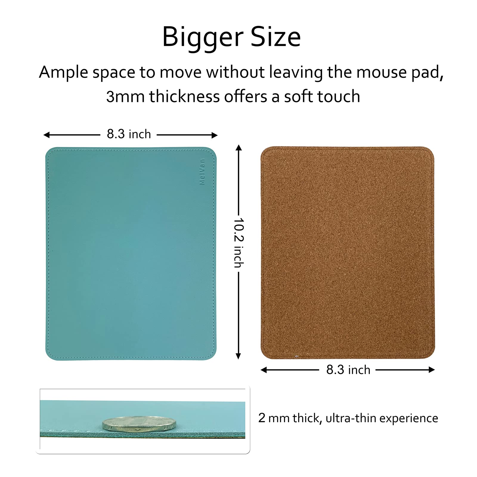Premium PU Leather Mouse Pad with Stitched Edge - Wood Grain Design, Waterproof Non-Slip Gaming Mouse Mat for PC, Laptop, Office & Home Use - 10.2