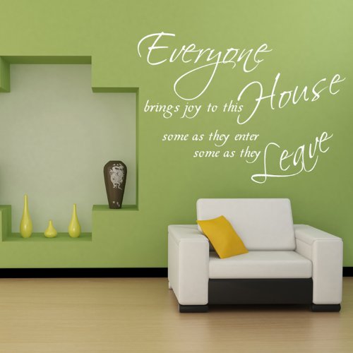 Vinyl Wall Decal Quote - 'Everyone Brings Joy to This House' Home Lettering Sticker (Brown, X-Large) - Perfect for Living Room, Nursery & Bedroom Decor