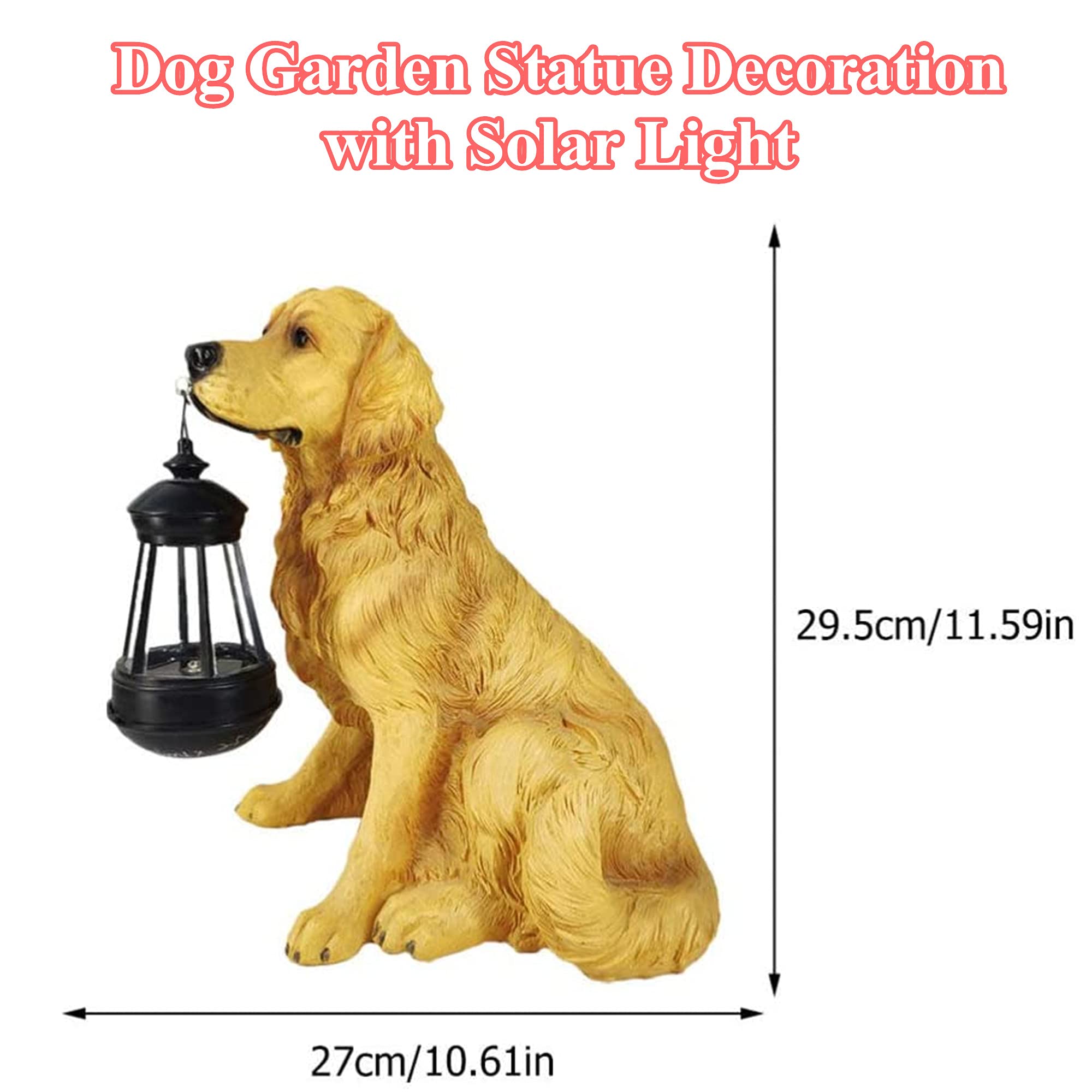 Golden Retriever Solar Garden Statue - Realistic Outdoor Dog Figurine with Windproof Solar Lights | Perfect for Lawn, Patio, Yard Decor & Nighttime Illumination