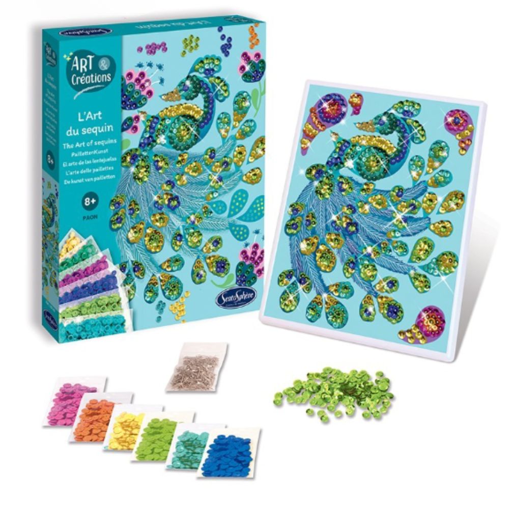 Sentosphere Sequin Art Peacock Kit - DIY Rhinestone Painting for Kids & Adults | Perfect for Home Decor, Gift Giving & Relaxation Activities