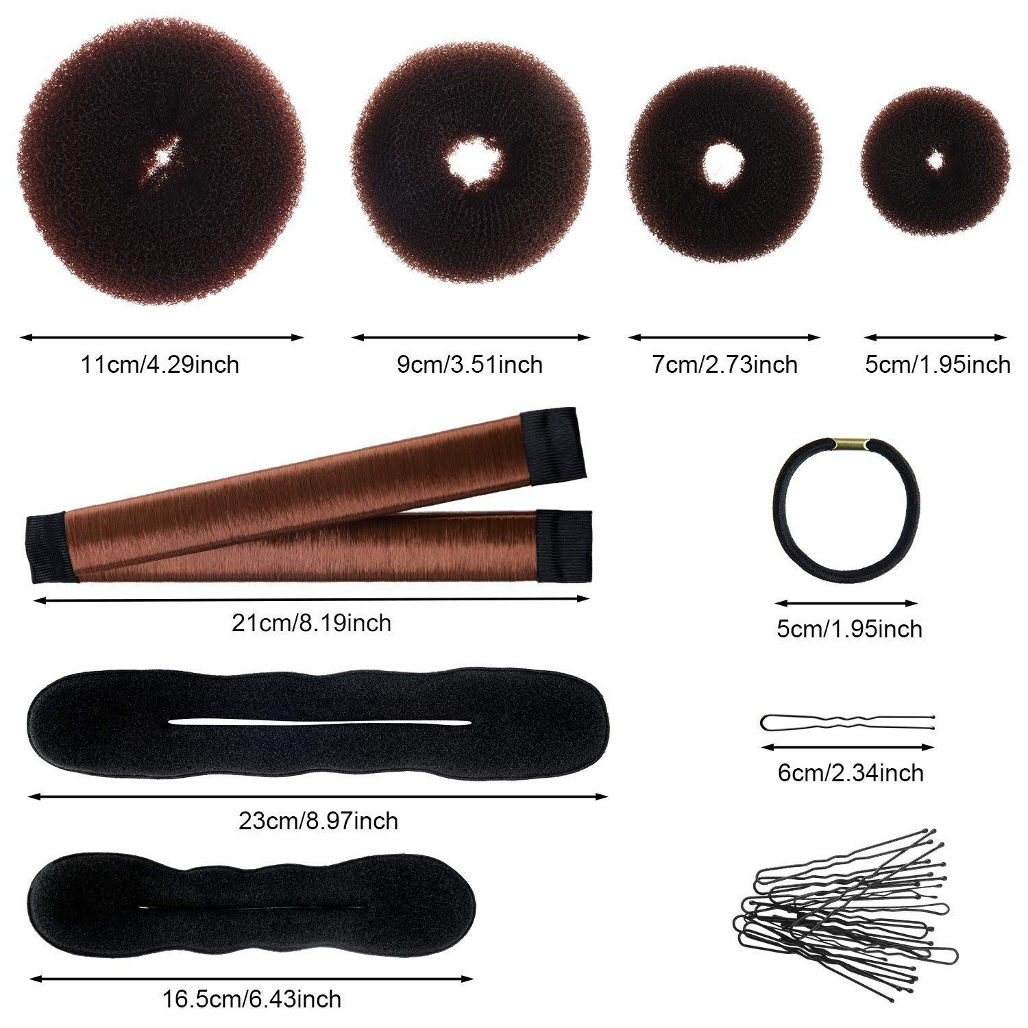 PARFINER Hair Bun Maker - Magic French Twist Hairstyle Clip, Snap Bun Makers with Comb, Hair Elastic Bands & Pins - Brown Hair Styling Accessories for Women, Perfect for Parties, Weddings & Everyday Elegance