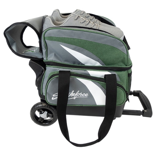 KR Strikeforce Cruiser Single Gray Green Bowling Ball Roller Bag - Durable Bowling Accessory for League Play & Tournaments - Perfect for Bowlers & Sports Enthusiasts