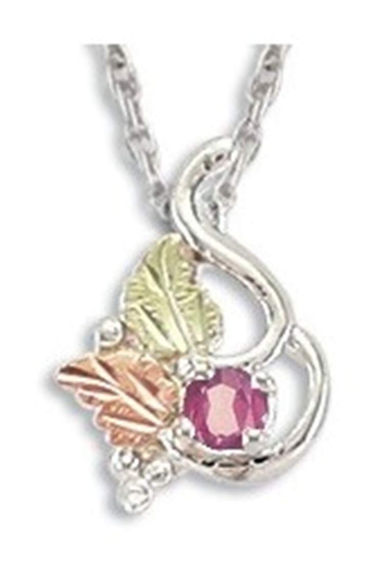 October Birthstone Pendant Necklace - Synthetic Rose Zircon in Sterling Silver with 12k Rose & Green Black Hills Gold | Elegant Gift for Anniversary, Birthday & Special Occasions
