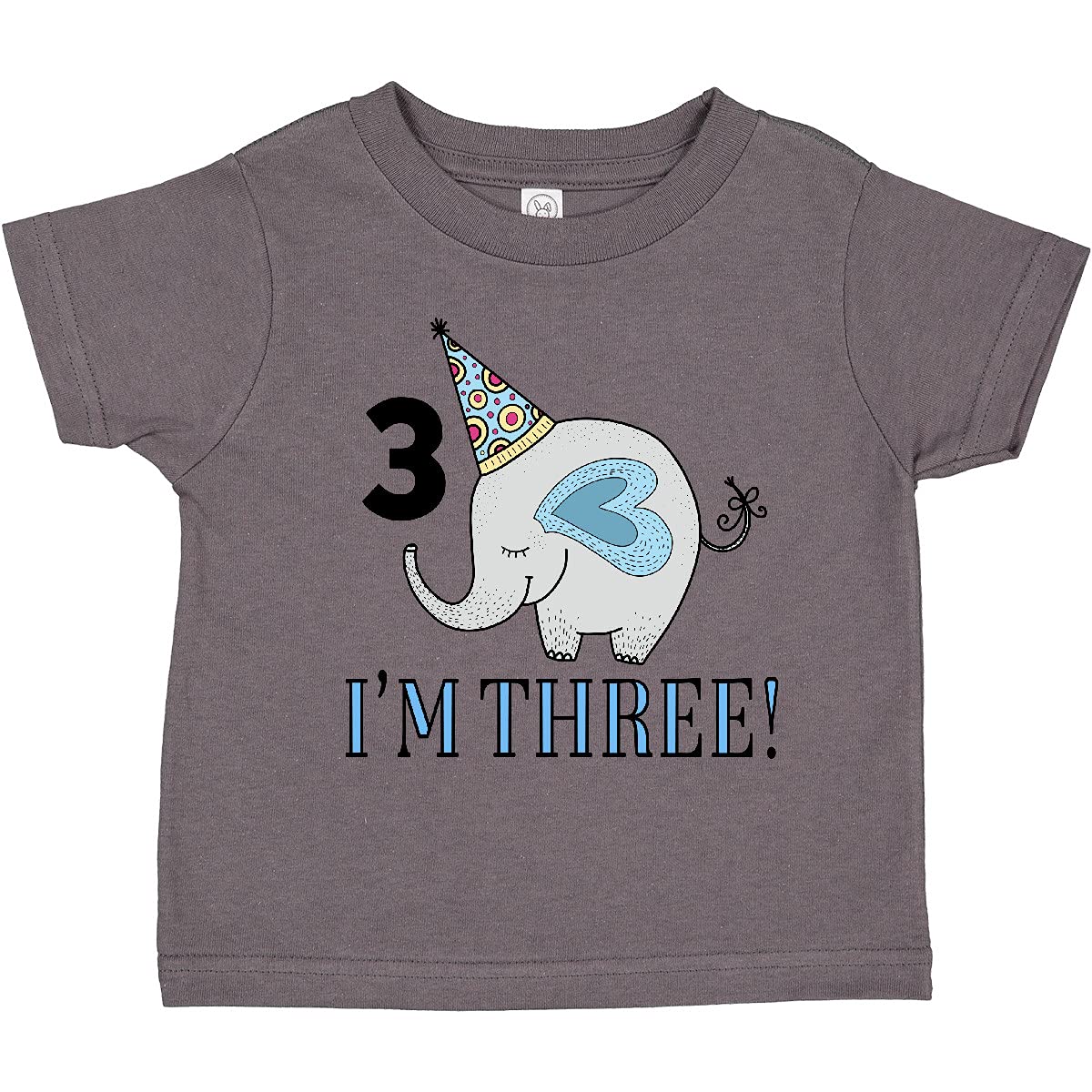 Inktastic 3rd Birthday Elephant Toddler T-Shirt - Cute 3 Year Old Boy Girl Kids Tee for Birthday Party & Photo Shoots