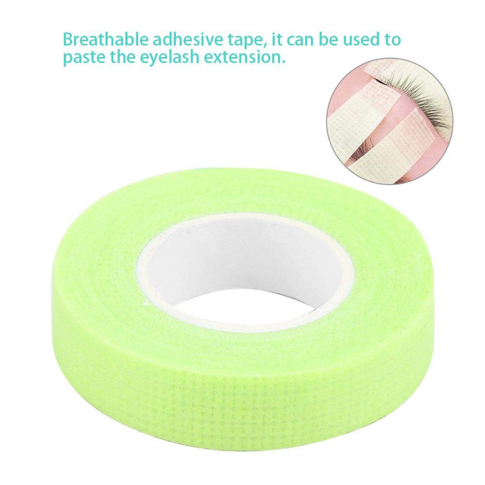 2-Pack Breathable Micropore Fabric Eyelash Extension Tape for Lash Grafting - Transparent & Green - Professional Eyelash Extension Supplies & Tools for Salon or Home Use