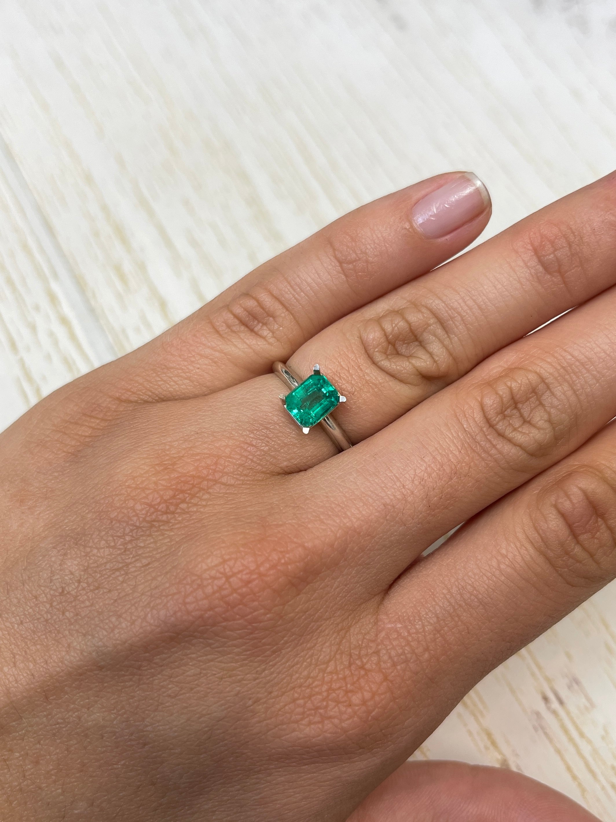 1.69 & 1.30 Carat Bluish Green Loose Colombian Emeralds - 7.5x6mm Emerald Cut Gemstones for Jewelry Making & Engagement Rings
