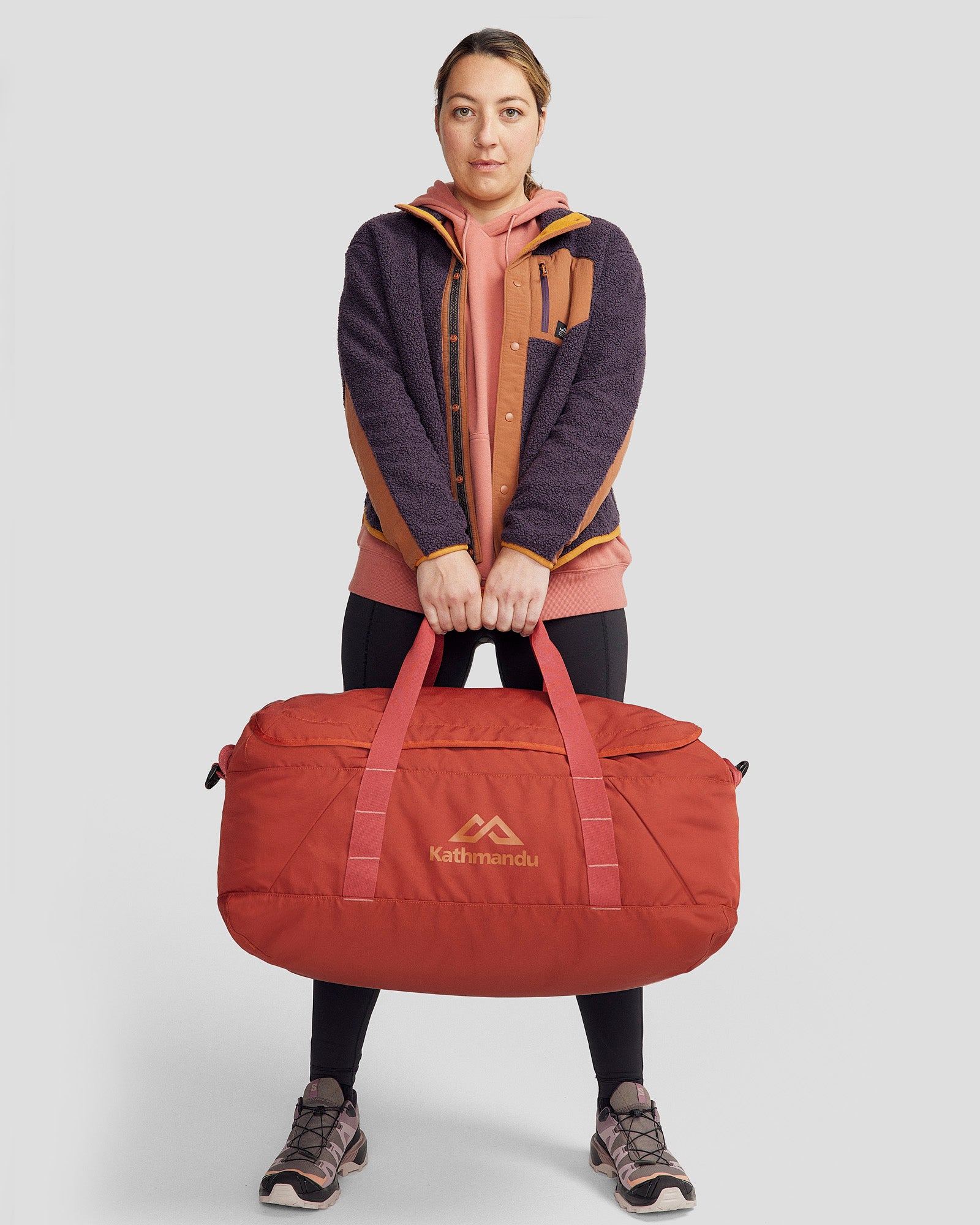 Indus Base Duffel 50L Travel Duffle Bag - Redwood Color for Gym, Travel & Outdoor Adventures
