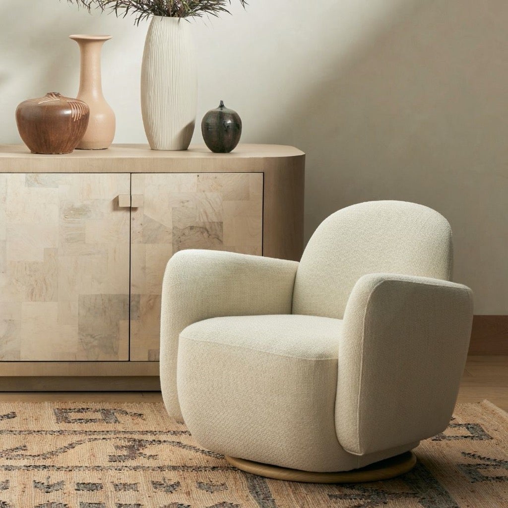 Enya Swivel Chair Gibson White - Modern Office & Living Room Accent Chair for Home, Work, and Relaxation