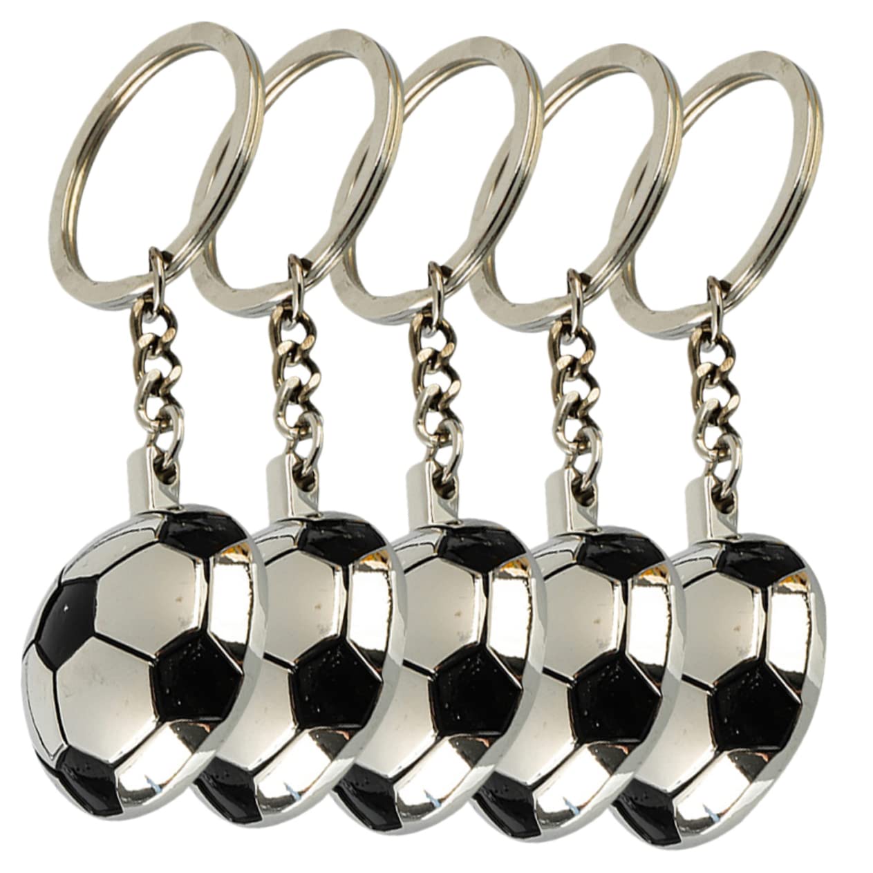 5pcs Soccer Metal Keychains - Football Design Key Rings, Novelty Football Keychains for Sports Fans, Gifts, and Team Spirit Accessories