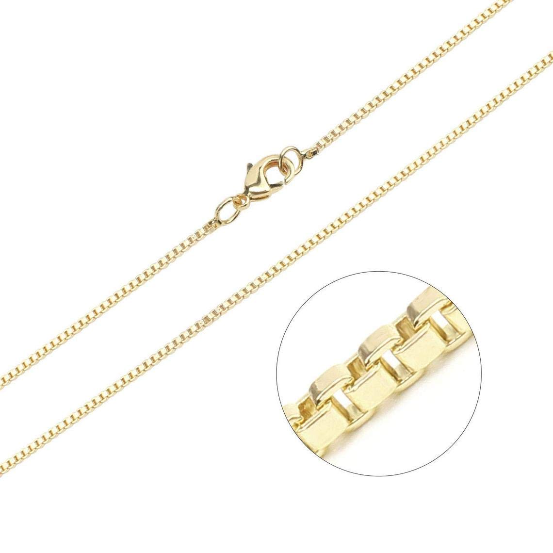 ALEXCRAFT 6PCS 14K Gold Plated Brass Box Chain Necklace Bulk - 16 Inch Jewelry Making Supplies for DIY, Gifts & Fashion Accessories - Perfect for Crafting, Layering & Everyday Wear