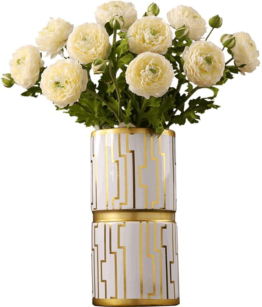 ZPTECH Geometric Ceramic Vase - Tall Modern Flower Vase for Home & Office Decor | Creative Floral Arrangement Centerpiece | Perfect for Living Room, Desk, Wedding, Birthday & Housewarming Gifts | Holds Bouquets & Decorative Branches