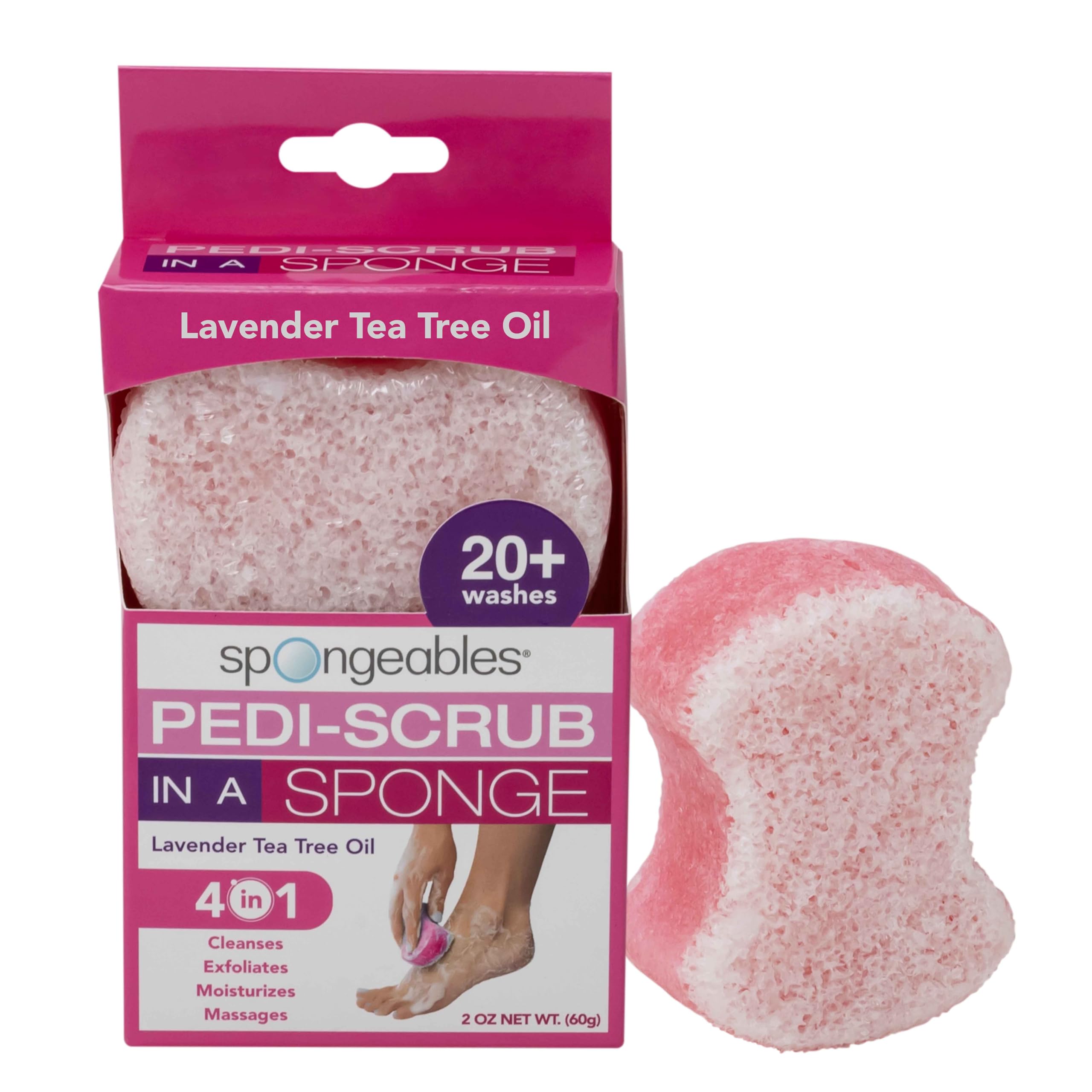 Spongables Lavender Pedi Scrub Foot Exfoliating Wash Sponge - 20+ Uses - 1 Count - Perfect for At-Home Pedicures & Soft Feet Care