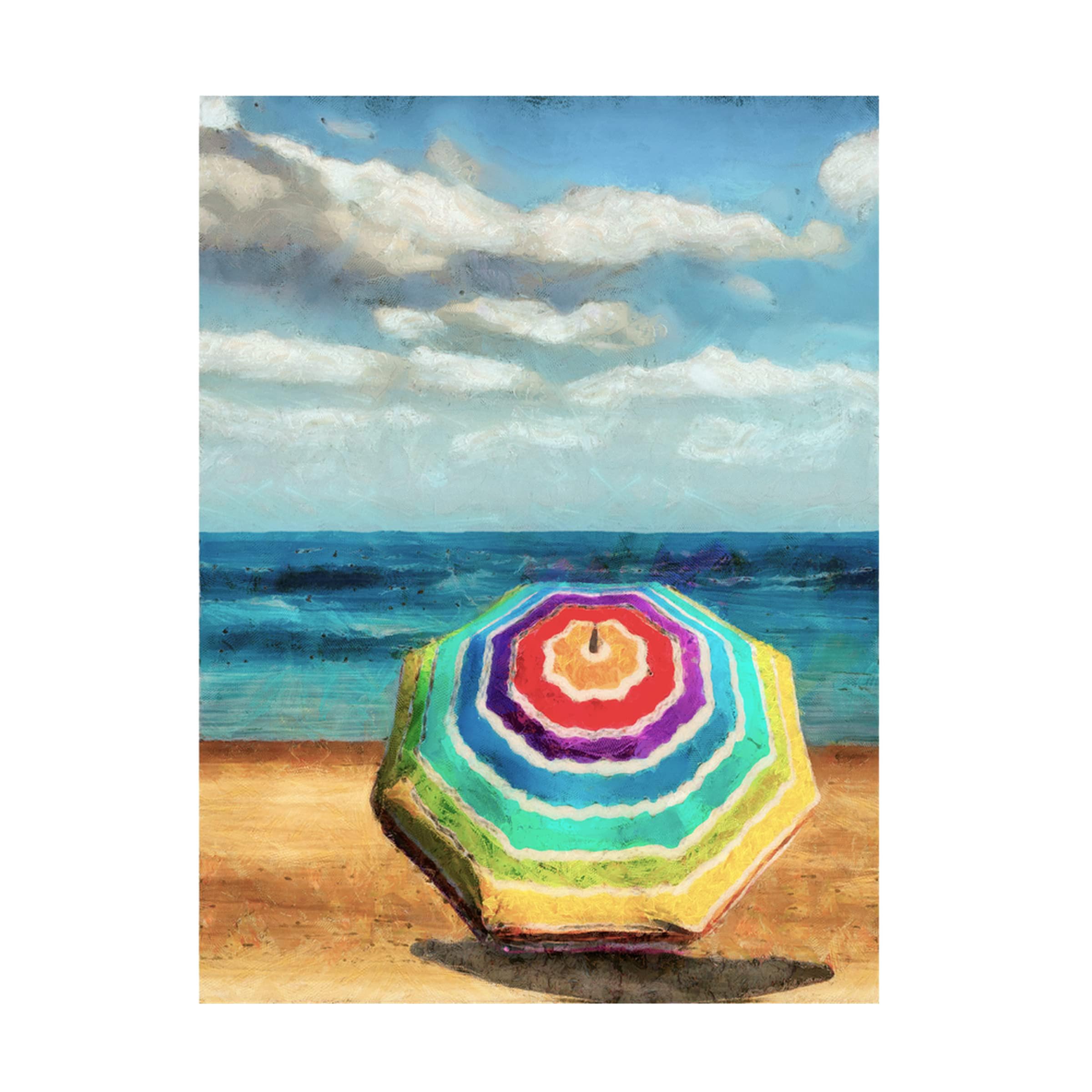 Trademark Fine Art 'Beach Umbrella I' Canvas Wall Art by Alonzo Saunders - Perfect for Living Room, Bedroom & Beach House Decor