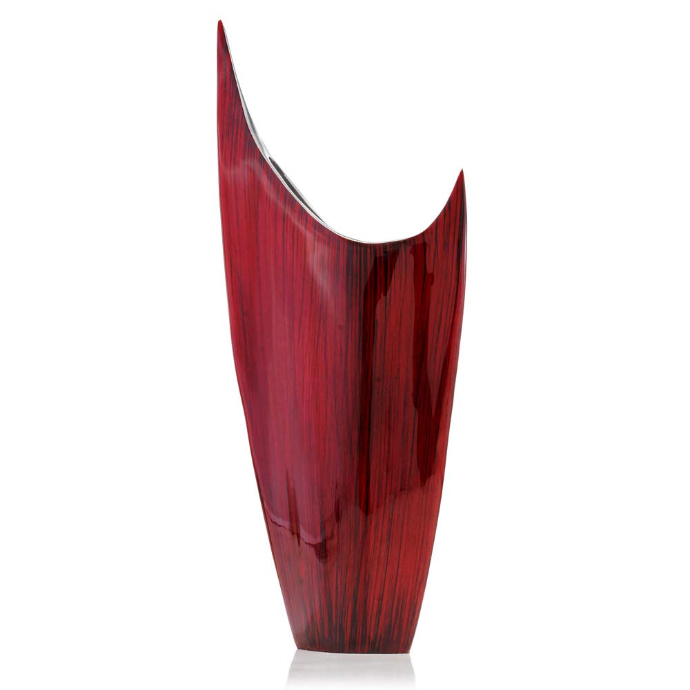 Handcrafted Red Glaze and Silver Pointed Vase - Elegant Home Decor for Living Room, Dining Table & Wedding Centerpieces