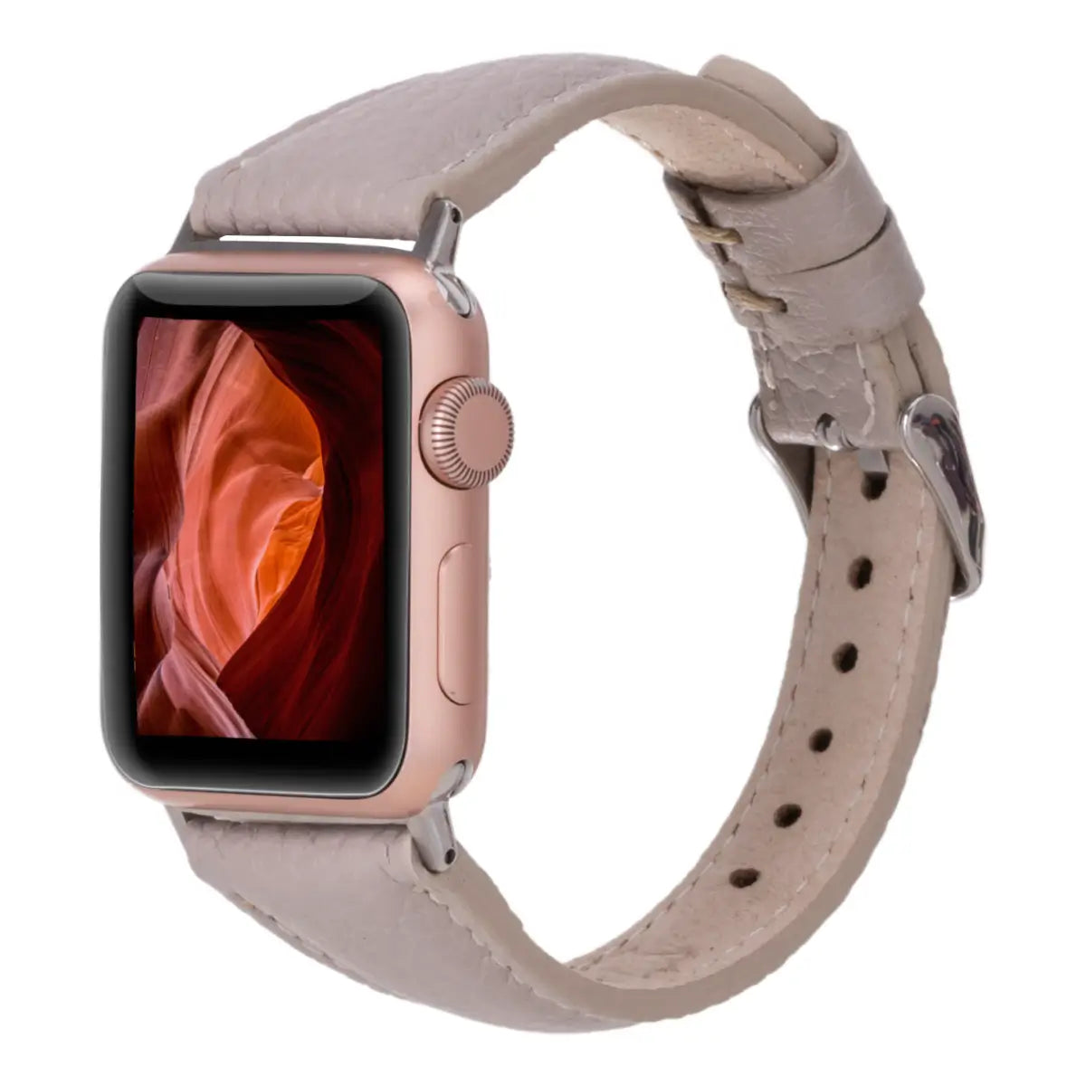 Premium Beige Genuine Leather Slim Apple Watch Band - Stylish & Comfortable for Everyday Wear, Workouts & Fashion Accessories