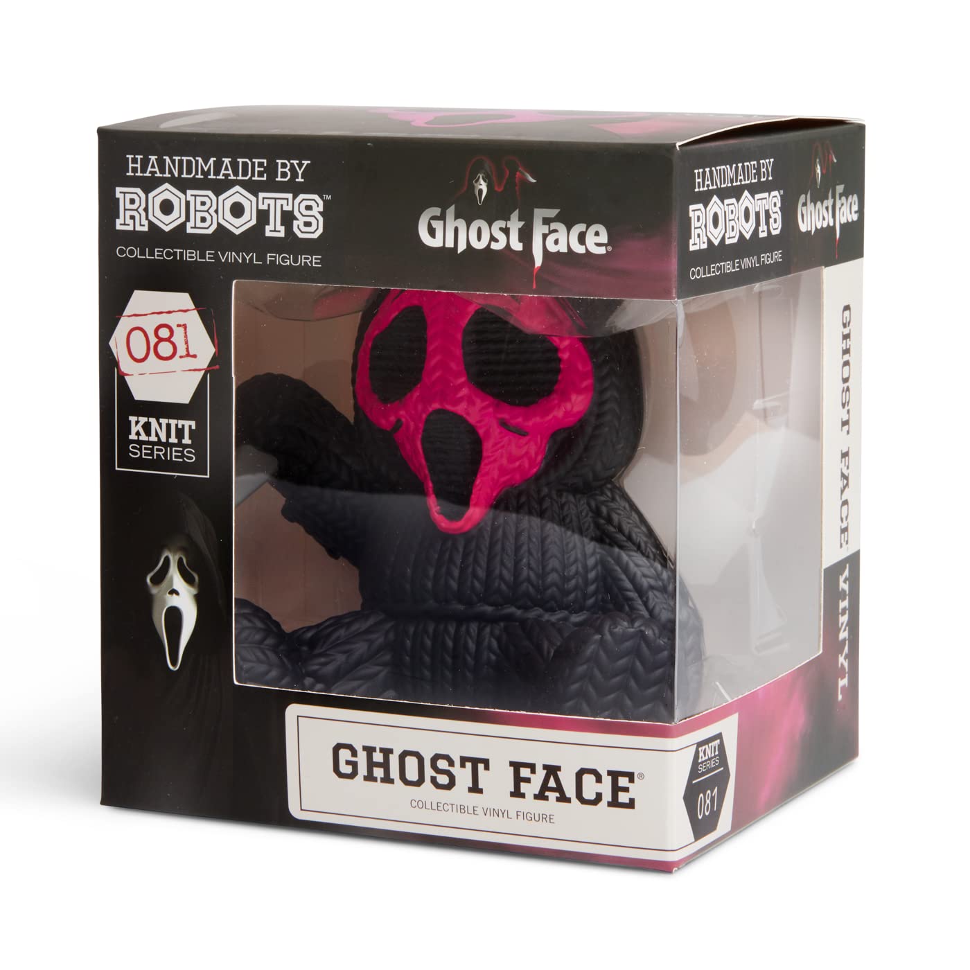 Limited Edition Fluorescent Pink Ghost Face #081 - Handcrafted Robot Art for Halloween Decor, Cosplay & Collectibles