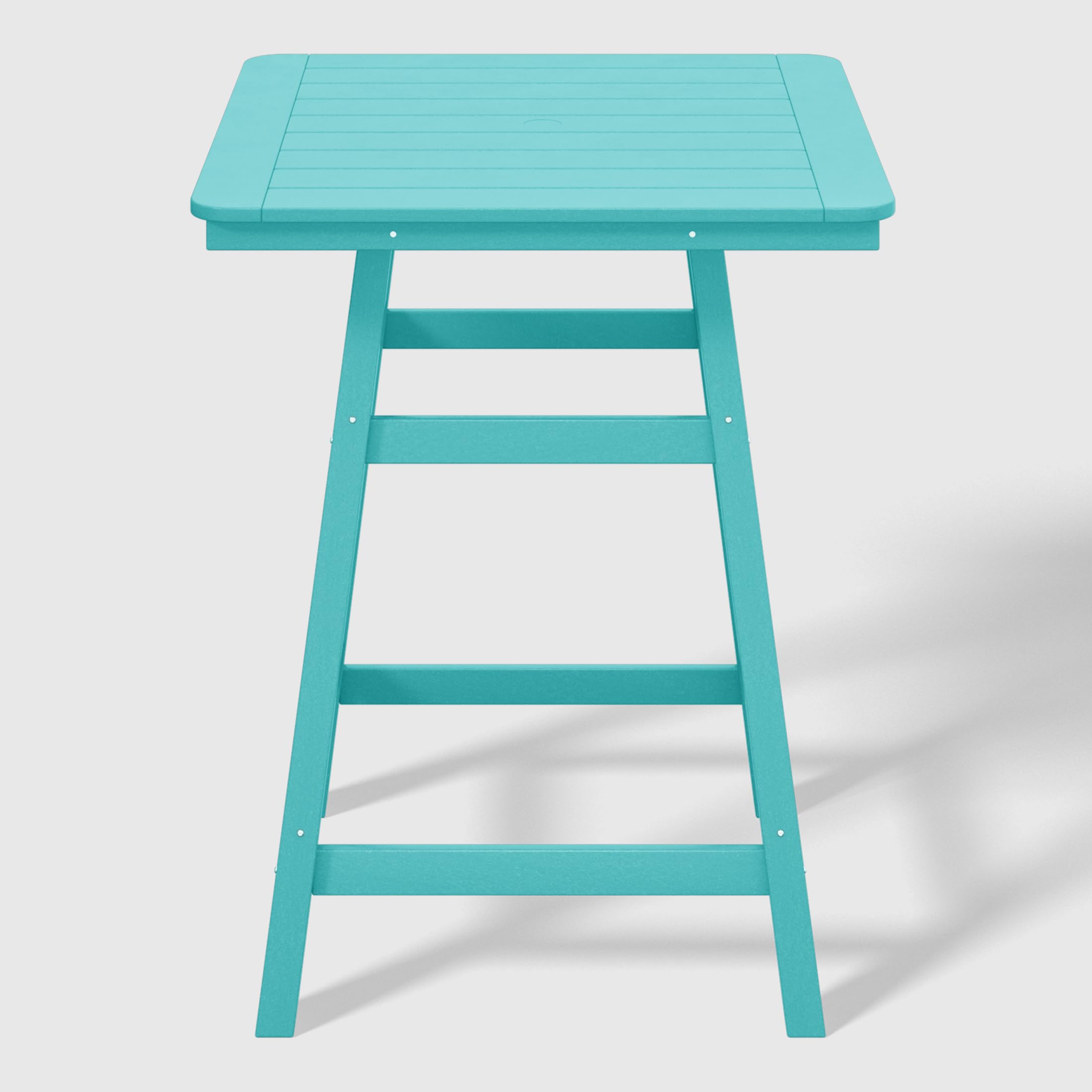 WestinTrends Malibu Square Outdoor Patio Counter Height Bistro Bar Table with Umbrella Hole - Turquoise Blue - Perfect for Poolside, Backyard, Garden & Patio Dining