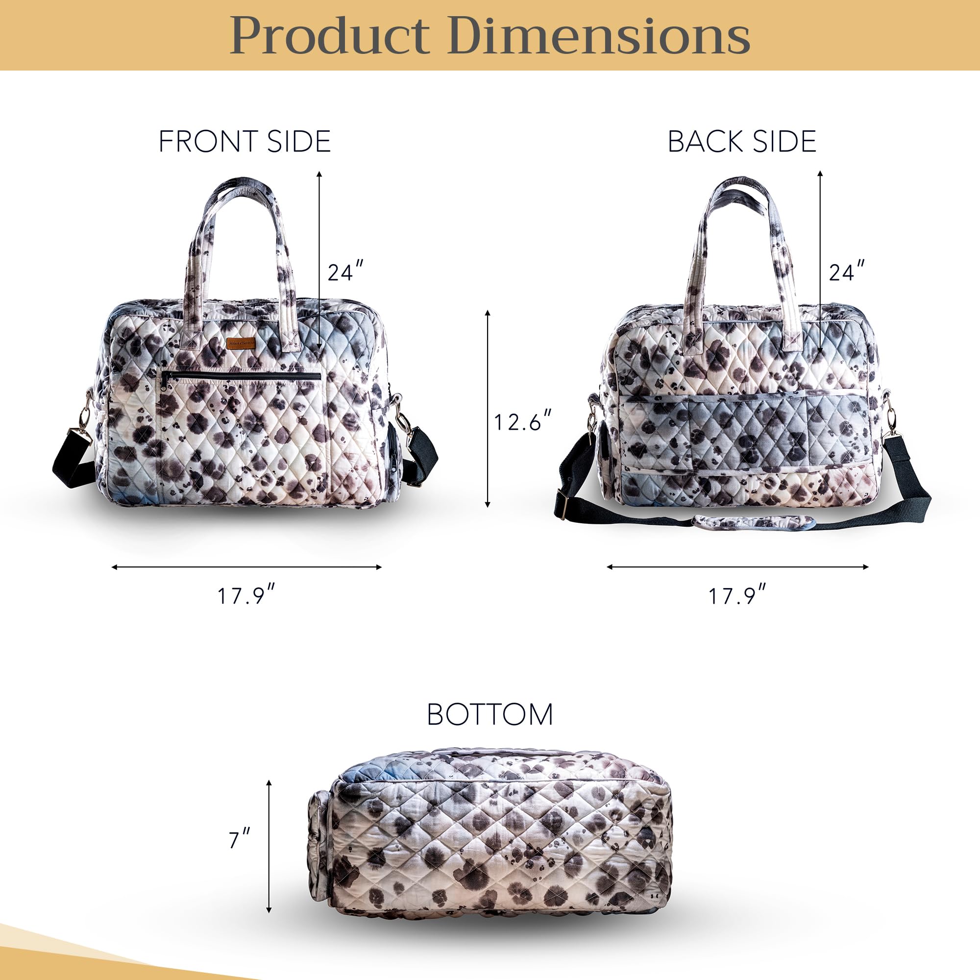 100% Cotton Handbag for Women by Maison d'Hermine - Stylish Shoulder Bag with Zip Pockets for Beach, Shopping, Travel & Hiking | Perfect Everyday Casual Purse for Work, Outings & Outdoor Adventures