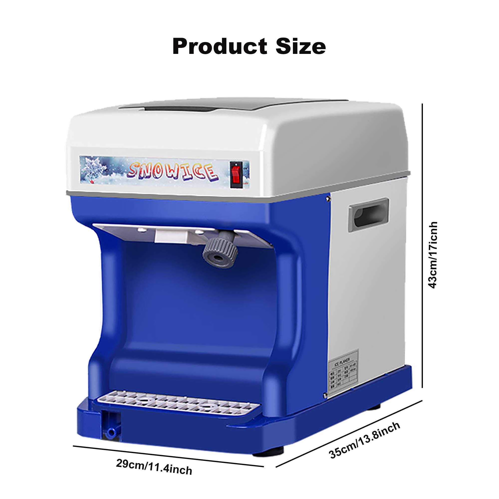 Commercial Electric Ice Shaver Machine - Heavy Duty Snow Cone Maker & Slushie Machine with Food Grade Stainless Steel Blades - Perfect for Home Use, Parties, and Business Events