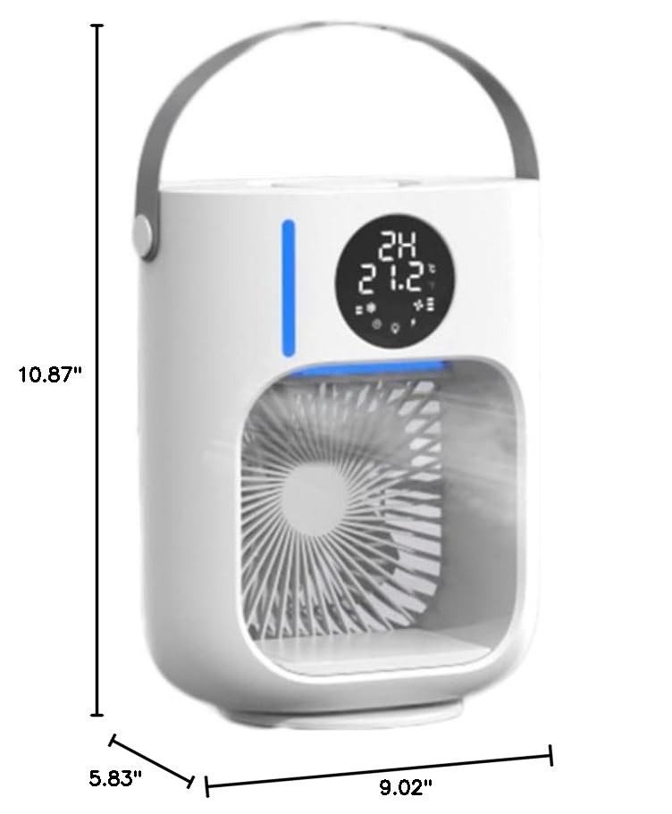 Grafken USB Mini Desktop Air Cooler - Portable Bedside & Office Fan with Humidifier, Water Cooling & Refrigeration for Home, Travel & Workspaces