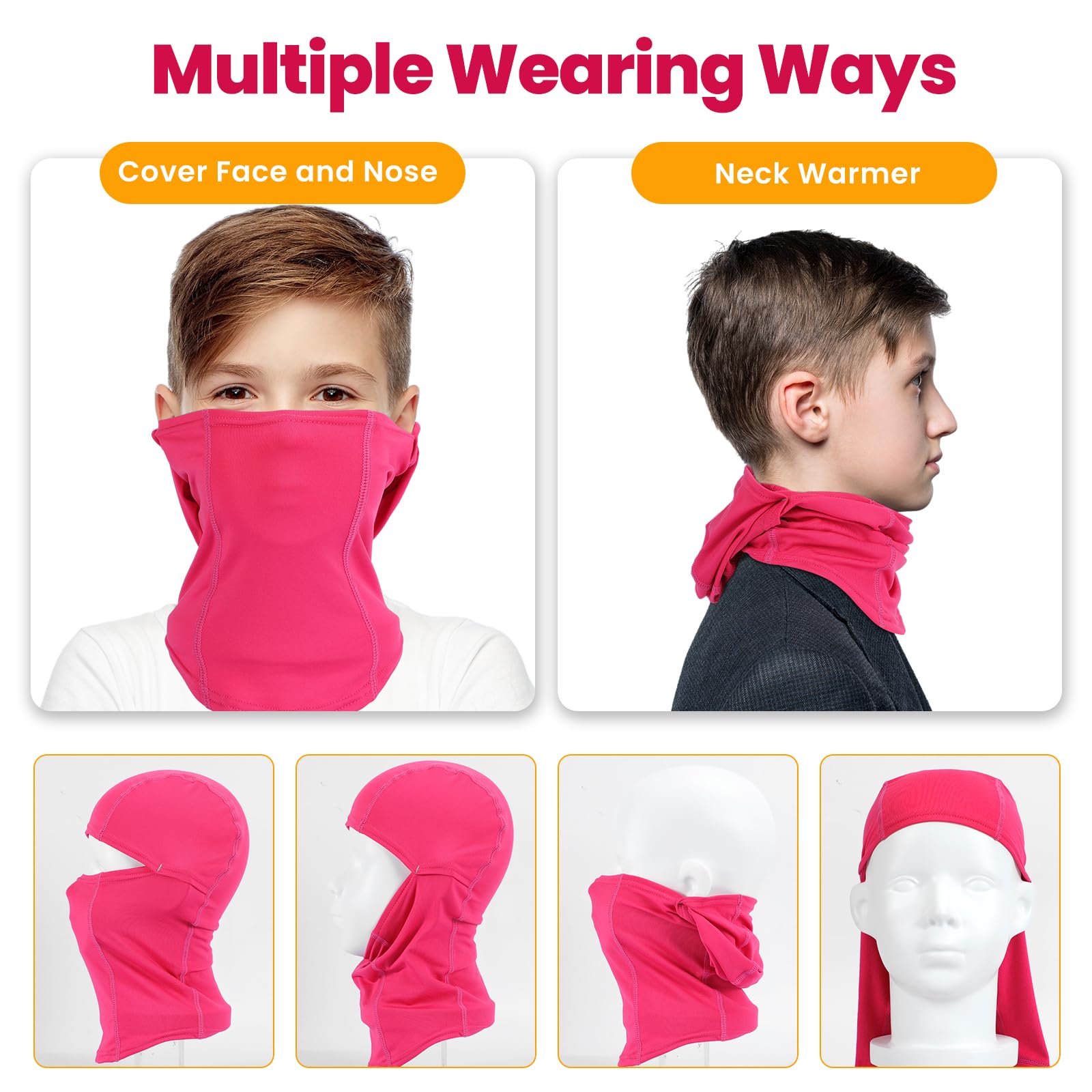 Kids Fleece Balaclava Ski Mask - Winter Face Cover for Boys & Girls | Cold Weather Protection for Skiing, Snowboarding & Outdoor Activities | Black