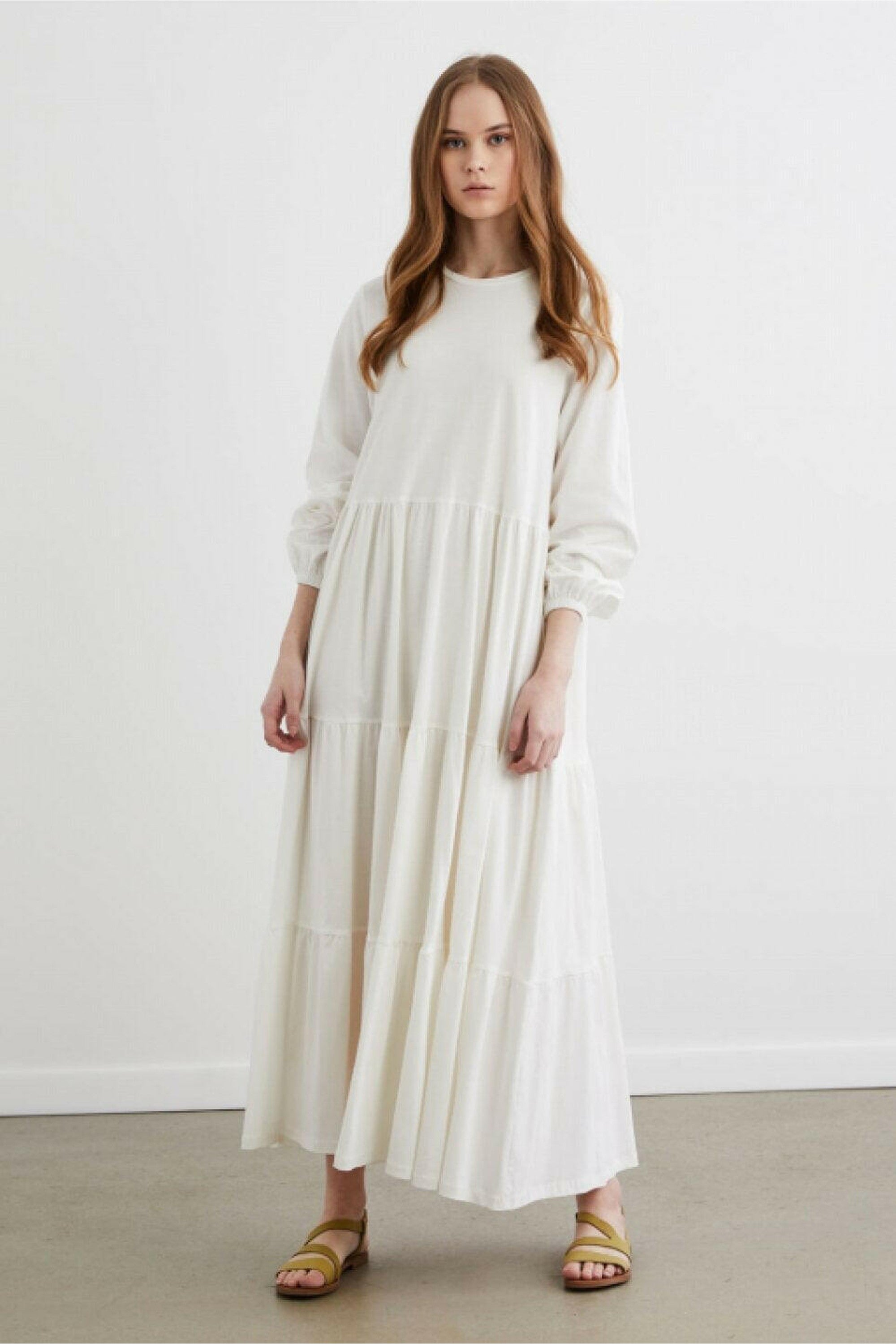 Shirley Cotton Maxi Dress with Long Sleeves - Comfortable & Stylish Women's Summer Dress for Beach, Vacation, and Casual Outings