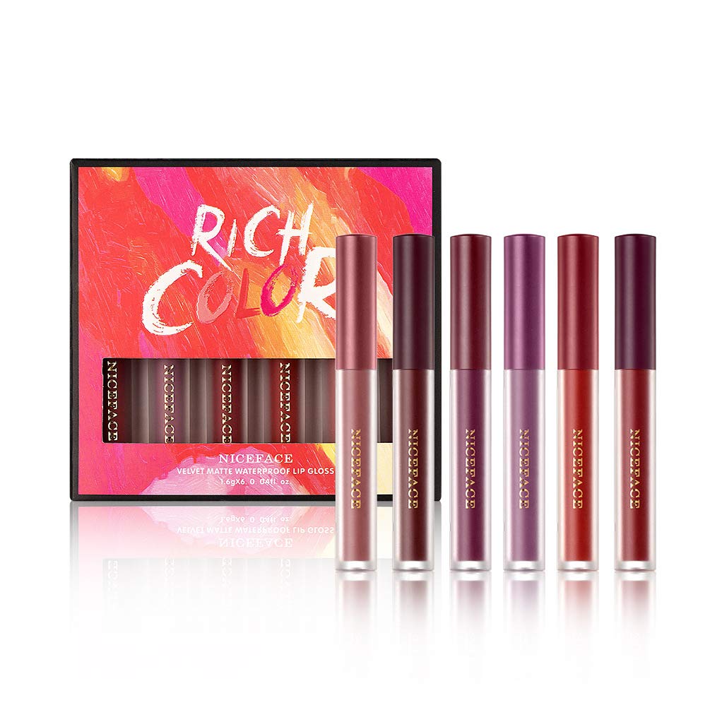 6 Color Velvet Matte Liquid Lip Gloss - Waterproof Long Lasting Lipstick with Non-Sticky Finish | Perfect for Parties, Date Nights & Everyday Wear