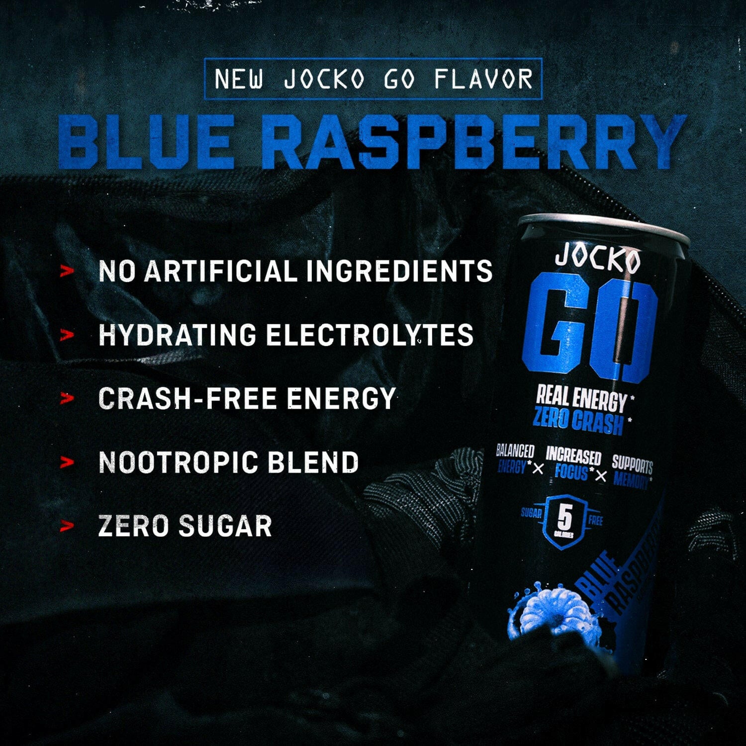 JOCKO GO Energy Drink - 12 Pack | Sugar-Free Pre Workout & Post Workout Supplement | Boost Energy & Focus for Gym, Running & Fitness