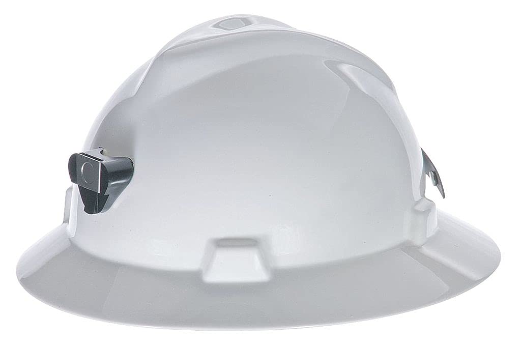 Full Brim Hard Hat with Lamp Bracket & Cord Holder - ANSI Certified Safety Helmet (White, Size 6.5-8) for Construction, Mining & Outdoor Work - Model 460069