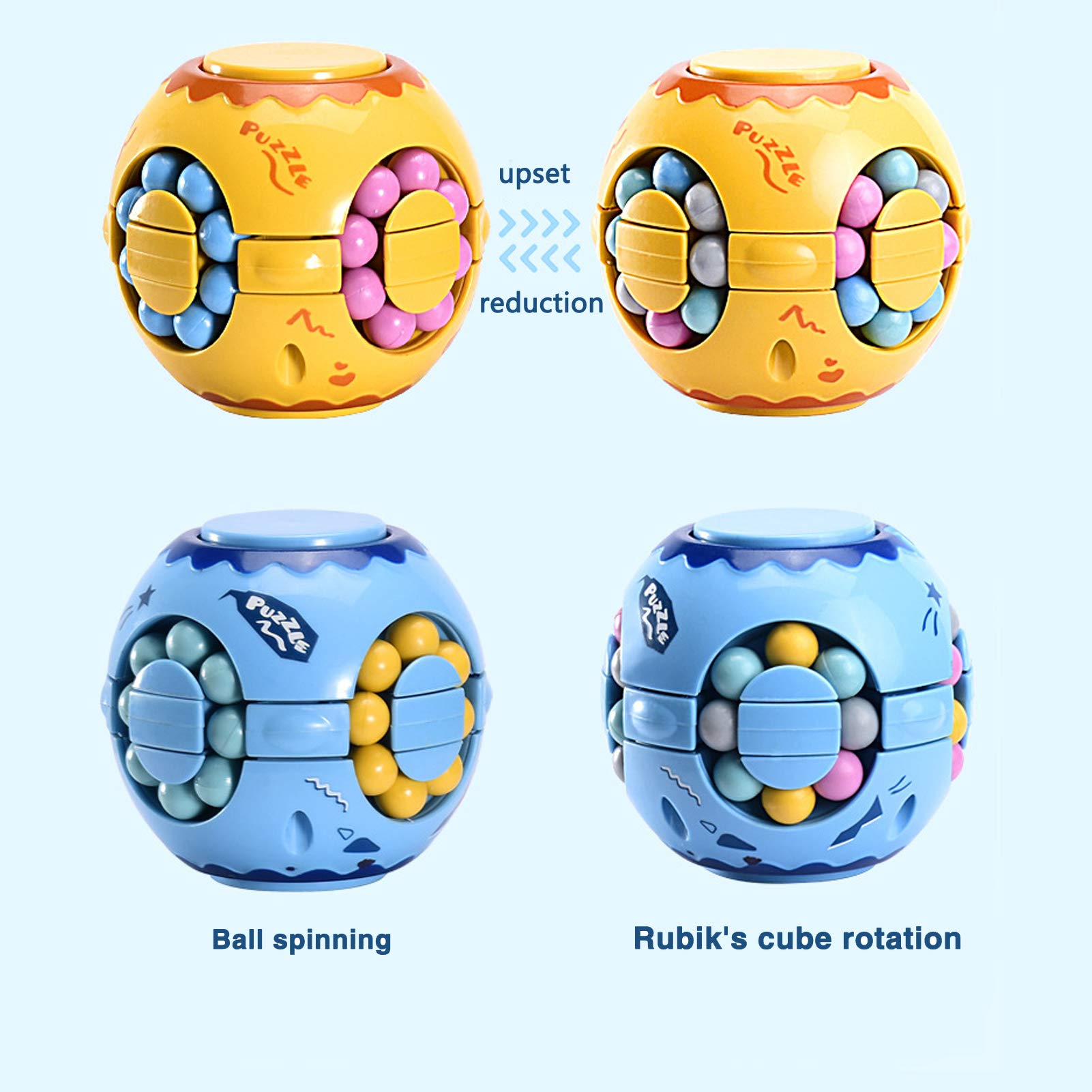 Rotating Magic Bean Cube Spinner Fidget Toy - Stress Relief & Anxiety Relief Puzzle for Adults & Kids - Educational Learning Toy for Focus & Relaxation - Perfect for Office, School & Home Use (Pink)