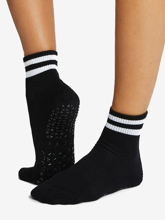 Tavi Noir Aria Grip Socks for Women - Non-Slip Yoga, Pilates, and Workout Socks - Ebony Black - Perfect for Home Fitness and Studio Classes