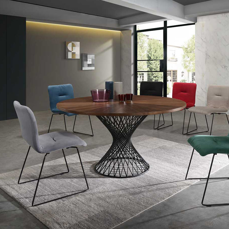 NORVIN Blue Velvet & Black Dining Chair - Modern Upholstered Kitchen Chairs for Dining Room, Restaurant, and Home Decor