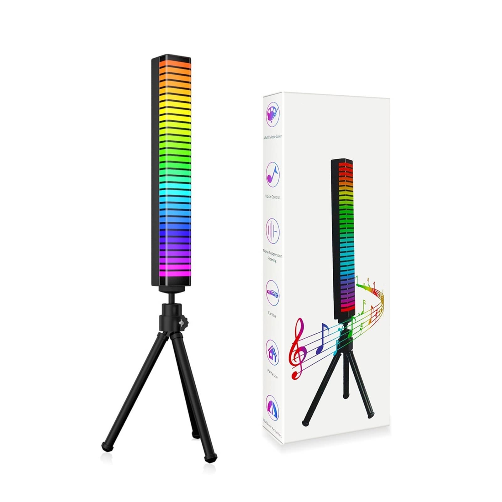 RGB Gaming Light Bar - 3D Pickup LED Lights with Music Sync & Smart App Control for PC, Car, Room Decor - Cool RGB Atmosphere Lights for Gaming Setup, Parties & Outdoor Use (Black, Plug-in)