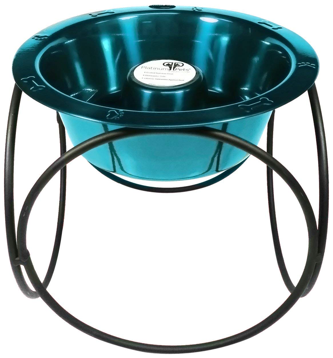 Platinum Pets Slow Feeder Dog Bowl - Stainless Steel Non-Slip Design for Fast Eaters, Olympic Diner Style in Caribbean Teal | Perfect for Mealtime Anxiety & Digestive Health | Great for Large & Small Dogs