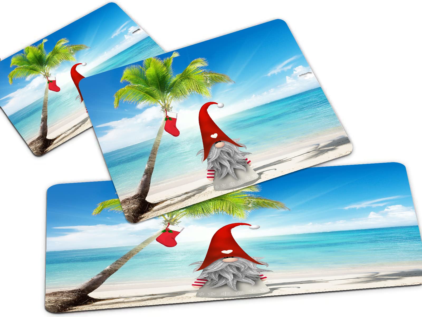 Non-Slip Kitchen Mat Set of 3 - Christmas Gnome, Snowman & Beach Themed Washable Floor Rugs for Home Decor | Perfect for Kitchen, Bathroom, Entryway & Standing Mats (Holiday, Ocean & Xmas Designs)