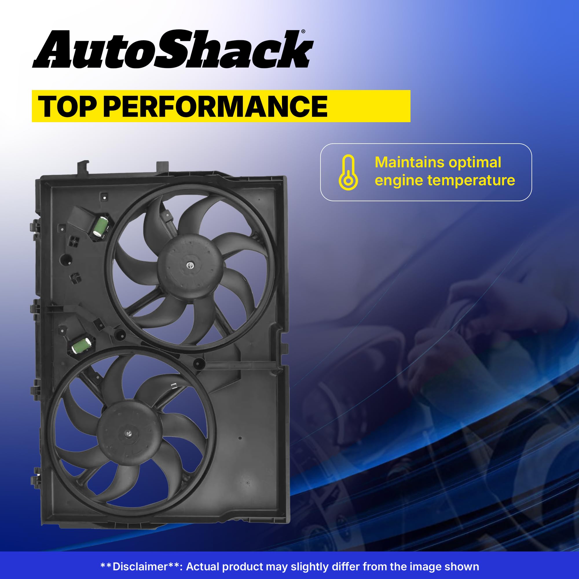 AutoShack Dual Cooling Fan Assembly Replacement for 2007-2013 Chevy Silverado 1500, Tahoe, Suburban, Avalanche & GMC Sierra 1500, Yukon XL 1500 V8 4WD/AWD/RWD - FA720655 - Perfect for Engine Cooling & Overheating Prevention