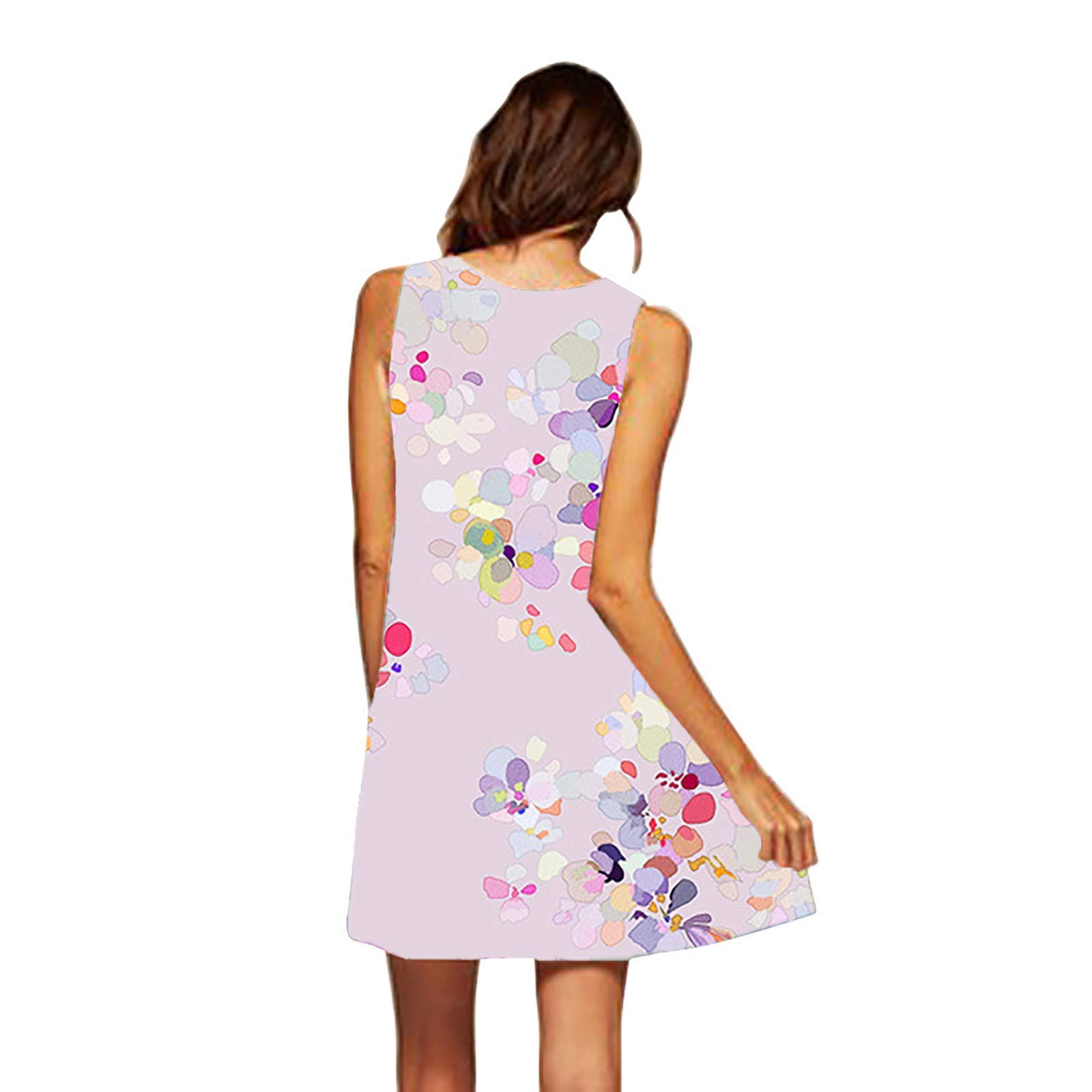 Women's Summer Casual Sleeveless Dress - Flowy Round Neck Printed Maxi Dress for Beach, Vacation & Everyday Wear - Comfortable Loose Fit Fashion Dress