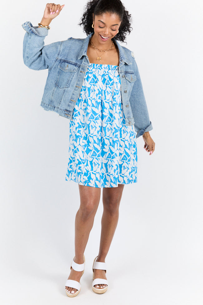 Stylish Blue Printed Shift Dress for Women - Floral Summer Casual Dress - Perfect for Office, Party & Vacation