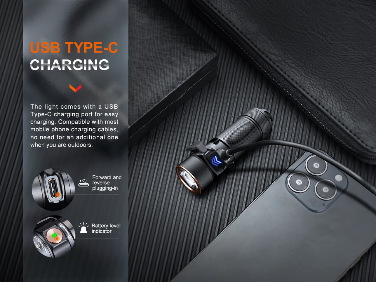 Fenix E18R V2 Rechargeable LED Flashlight - 1200 Lumens, USB-C, Compact EDC Light for Camping, Hiking & Emergency Use