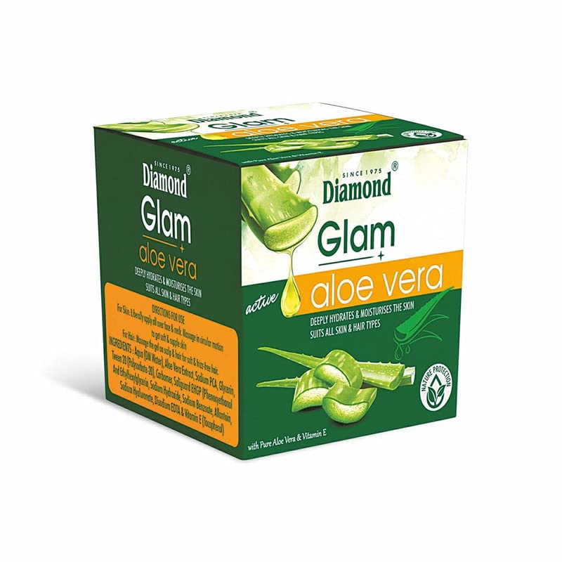 Diamond Glam Aloe Vera Face Gel for Skin & Hair Care - Anti-Acne, Moisturizing & Nourishing with Vitamin E - Hydrates Dry Skin - Unisex Skincare Solution (100ml, Pack of 2) - Perfect for Daily Face & Hair Hydration, Post-Workout Refreshment & Travel Skincare Essentials